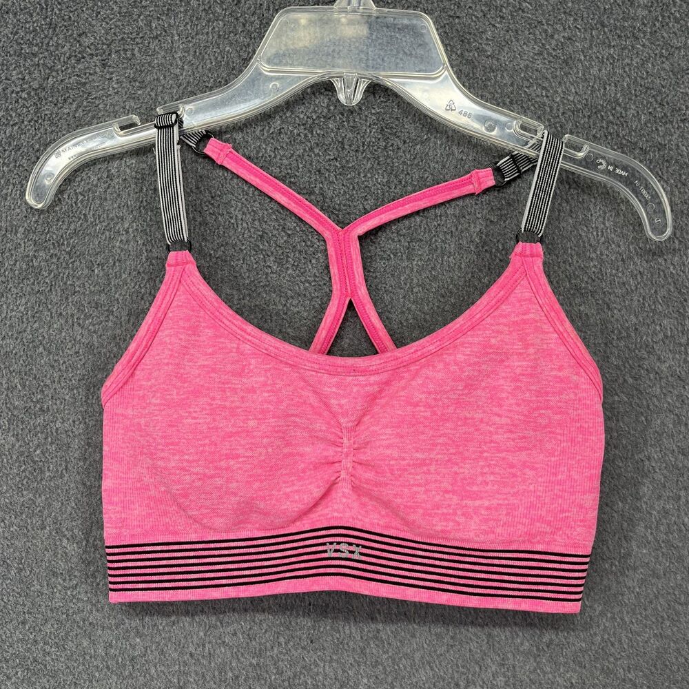 Victorias Secret VSX Sport Bra Womens Small Pink Strappy Back Racerback Gym Yoga